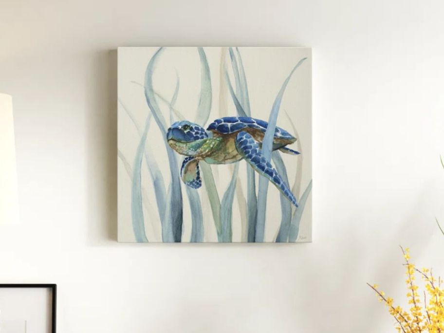 Beachcrest Home Pei "Turtle In Seagrass II" Canvas on wall