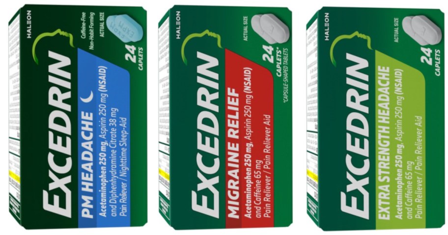 three boxes of pain reliever