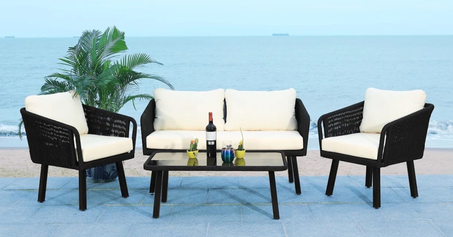 sectional set outside in front of ocean