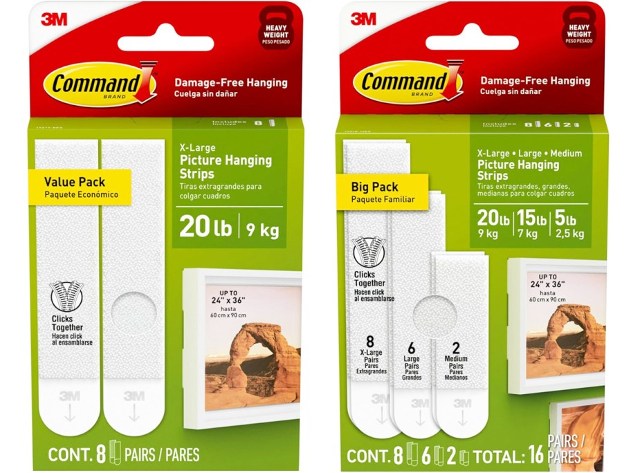 two green boxes of Command Picture Hanging Strips