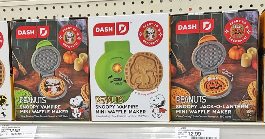 dash peanuts halloween waffle makers on store shelf