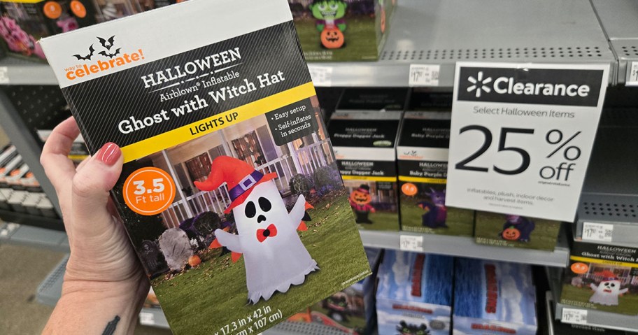 Ghost with witch hat inflatable at Walmart