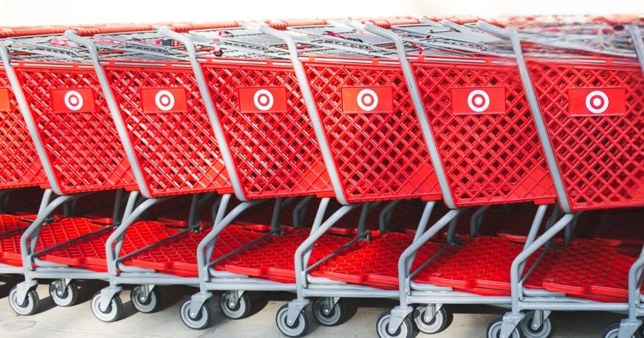 a row of Target shopping carts