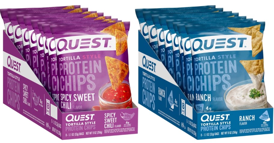 2 boxes with 8 individual Quest Chip bags