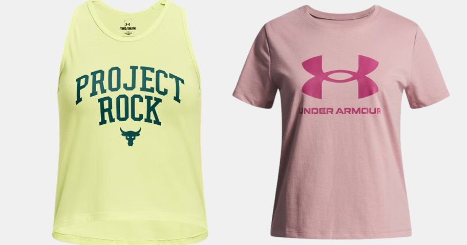 a girls Project Rock tank and a girls Under Armour tee