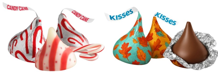 Hershey's Kisses Candy Cane and Kisses in Fall Wrappers