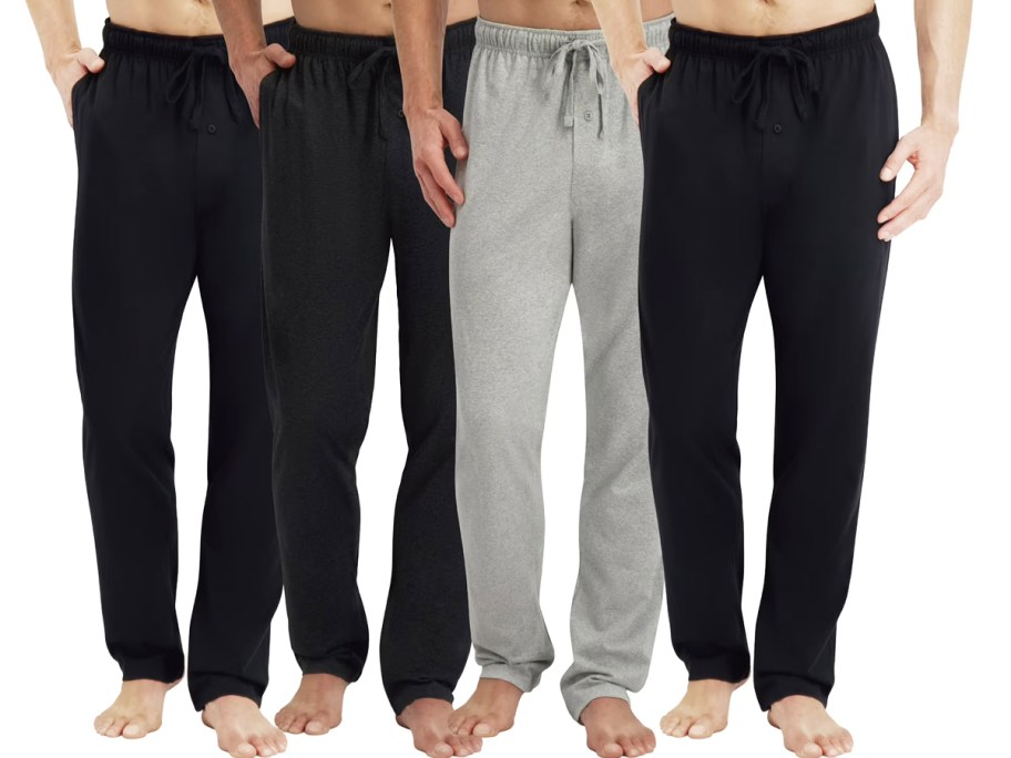 4 men modeling sleep pants