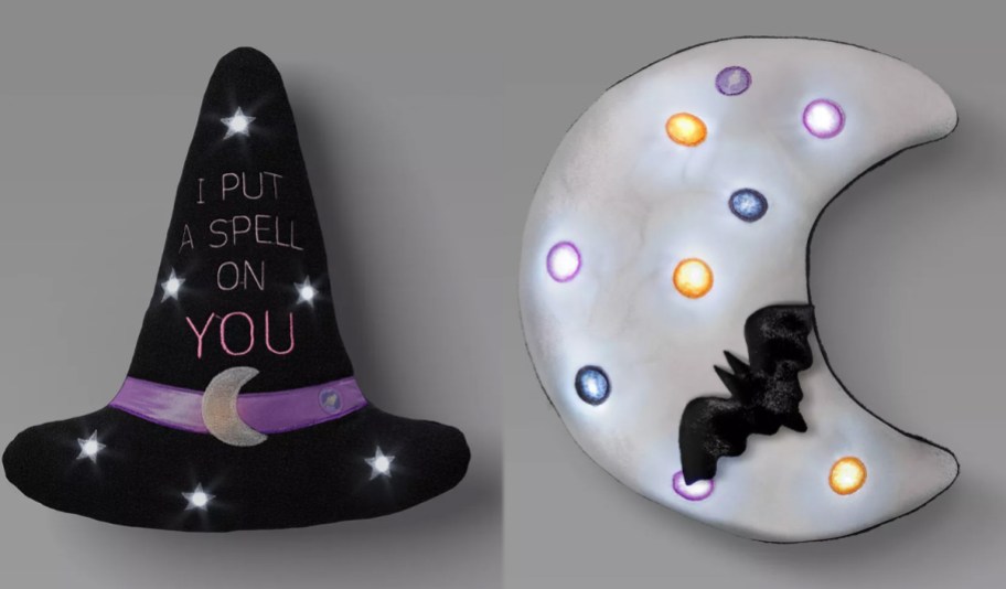 Hyde and EEK! Lit Witch Hat and Lit Moon Pillows