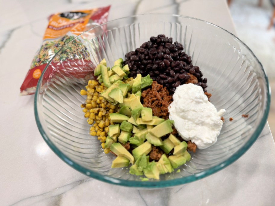 taco meat, beans, cottage cheese salad