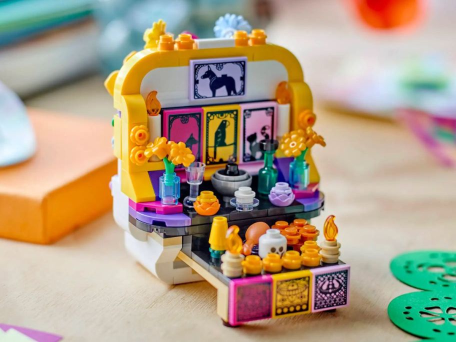 LEGO Altar of the Dead opened up so you can see the inside items