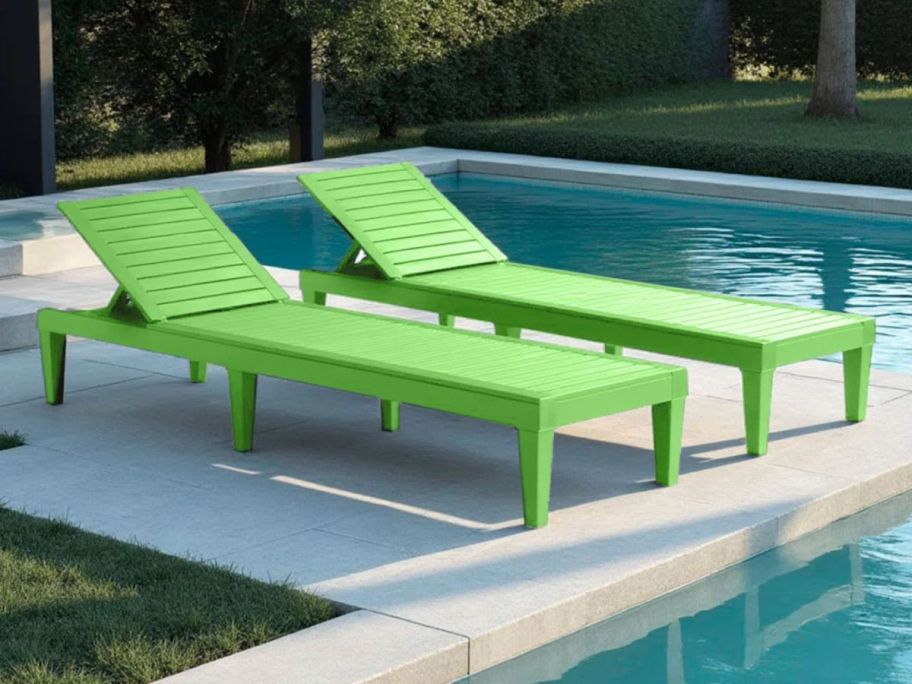 Latitude Run Nestl Outdoor Polyresin Chaise Lounge Chair Set on patio