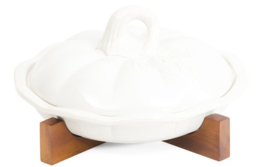 10in white Pumpkin Pie Dish With Trivet