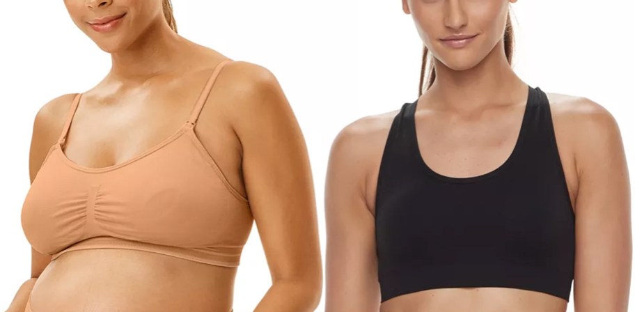 Maternity Motherhood Seamless Nursing Bra w: Removable Pads and Tek Gear Seamless Low-Impact Sports Bra