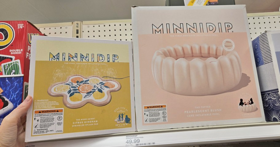 splash pad and inflatable pool on store shelf