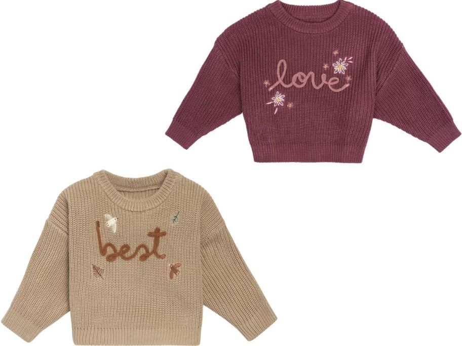 Stock images of two Modern Moments by Gerber Baby Sweaters