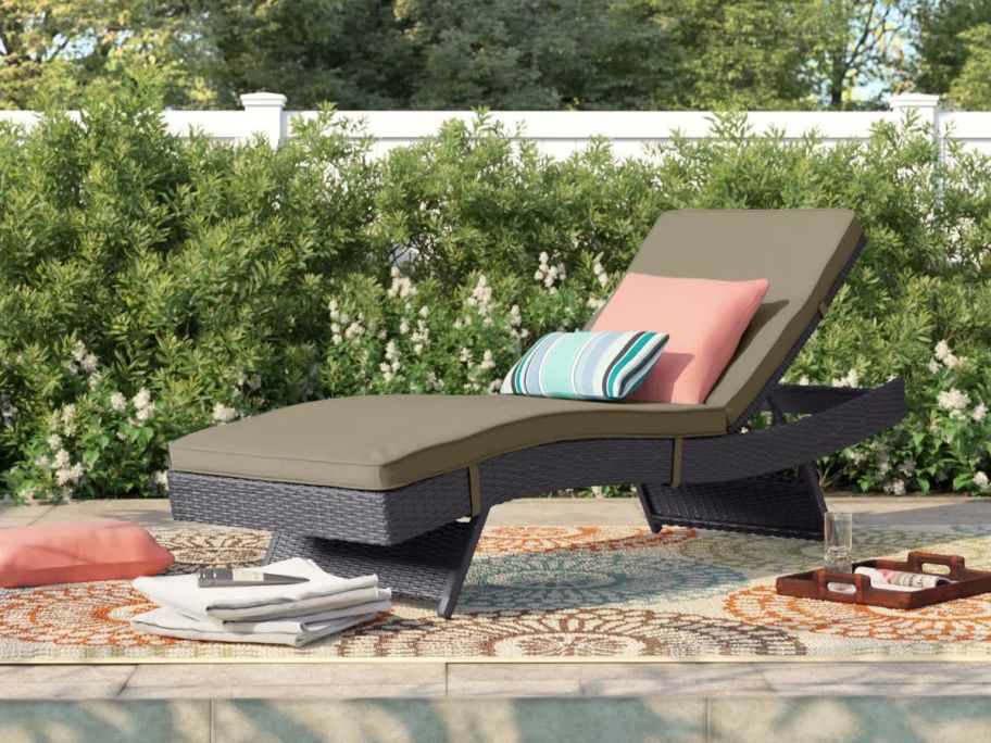 Modway Convene Wicker Rattan Outdoor Patio Chaise Lounge Chair on patio