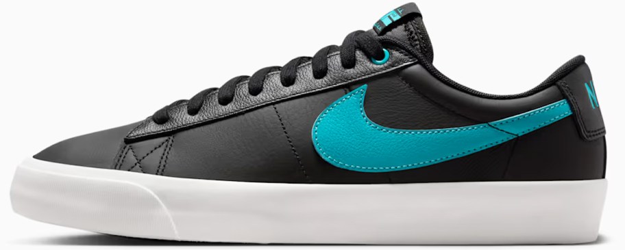black and teal leather nike shoe