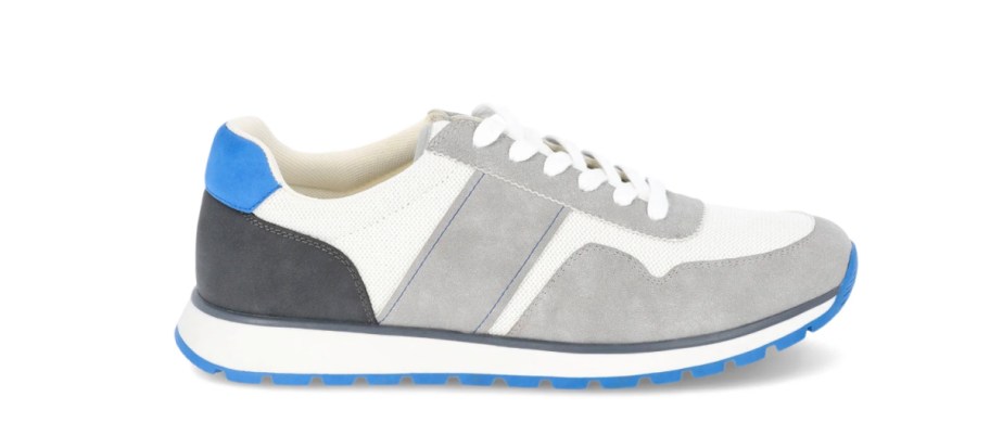 Gray and white sneakers on a white background