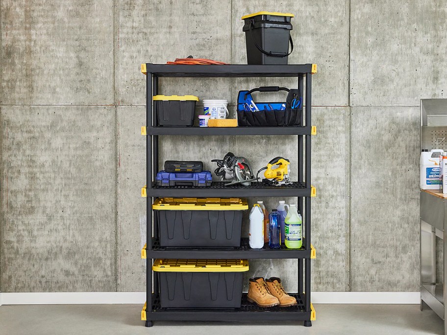 Project Source Commander 5-Tier Heavy Duty Black Plastic Utility Shelving Unit