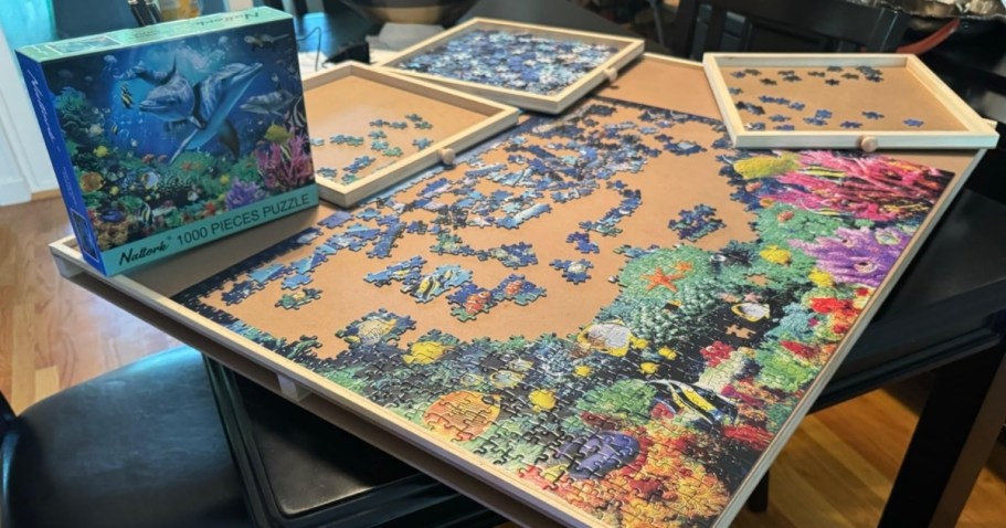 Puzzle Table w/ Drawers Just $42.74 Shipped on Amazon | Great for LEGOs, Too!