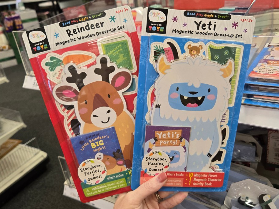 Reindeer and Yeti Magnetic Wooden Dress-Up Sets