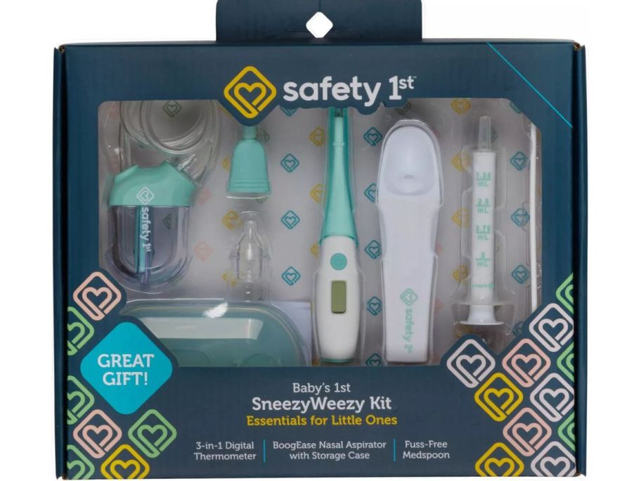 A safety kit for baby including thermometer
