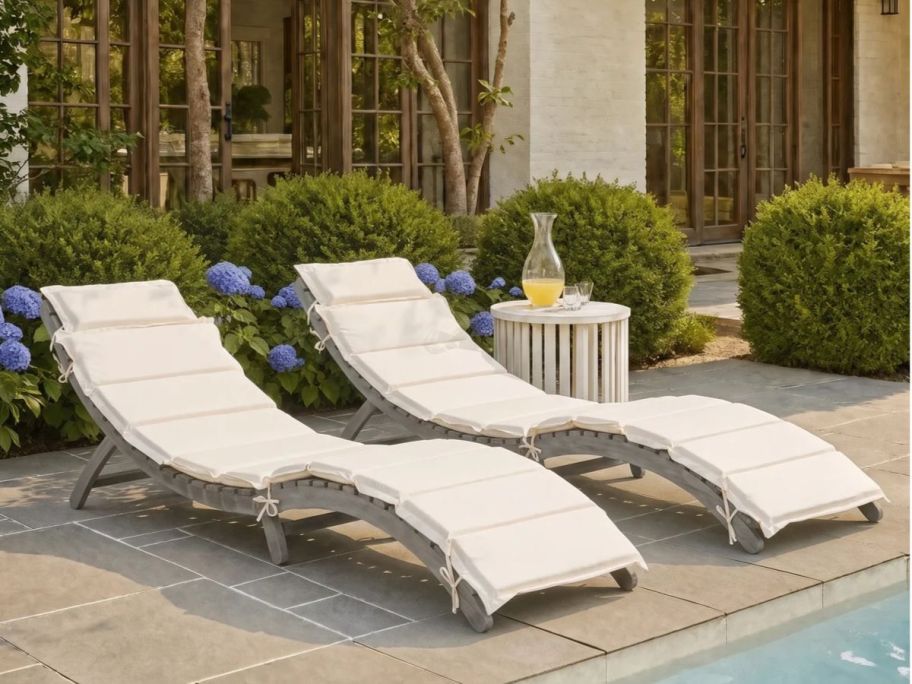 Sol 72 Outdoor Alois Chaise Lounge Set w/ Cushion & Table on patio