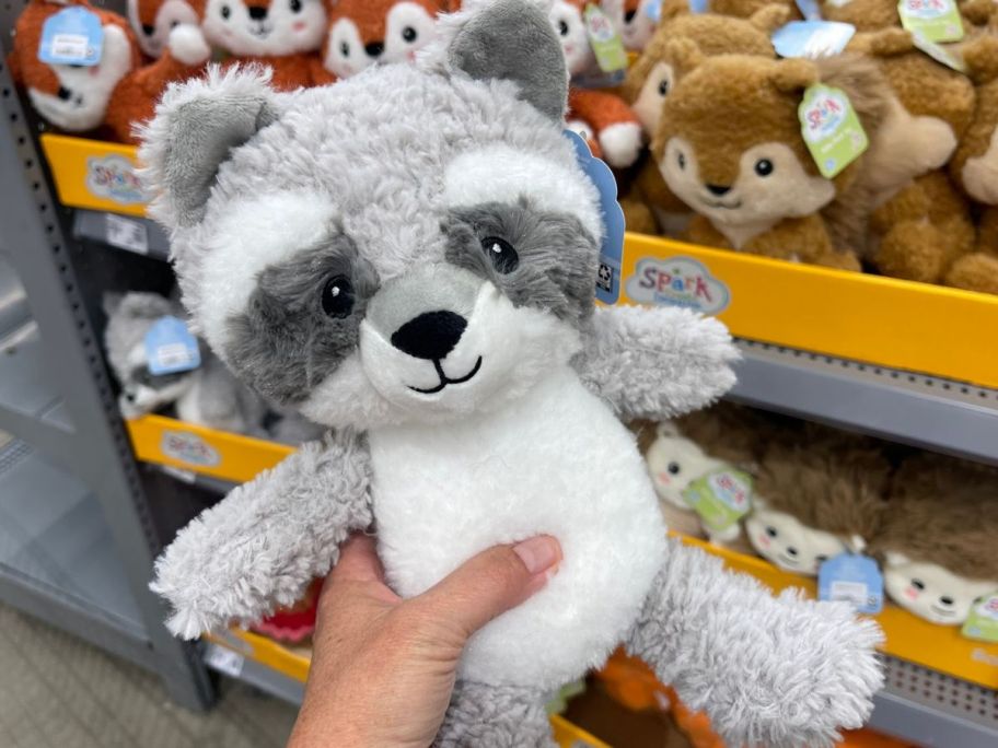 Spark.Create.Imagine Raccoon Plush Toy in womans hand at the store