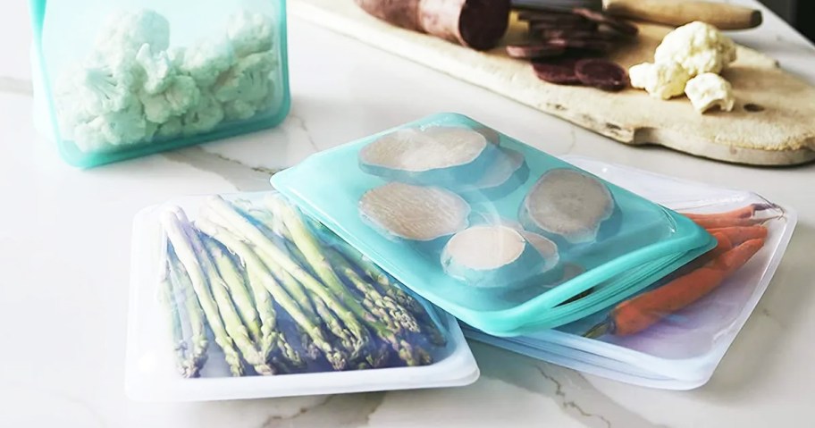 stasher bags on kitchen counter