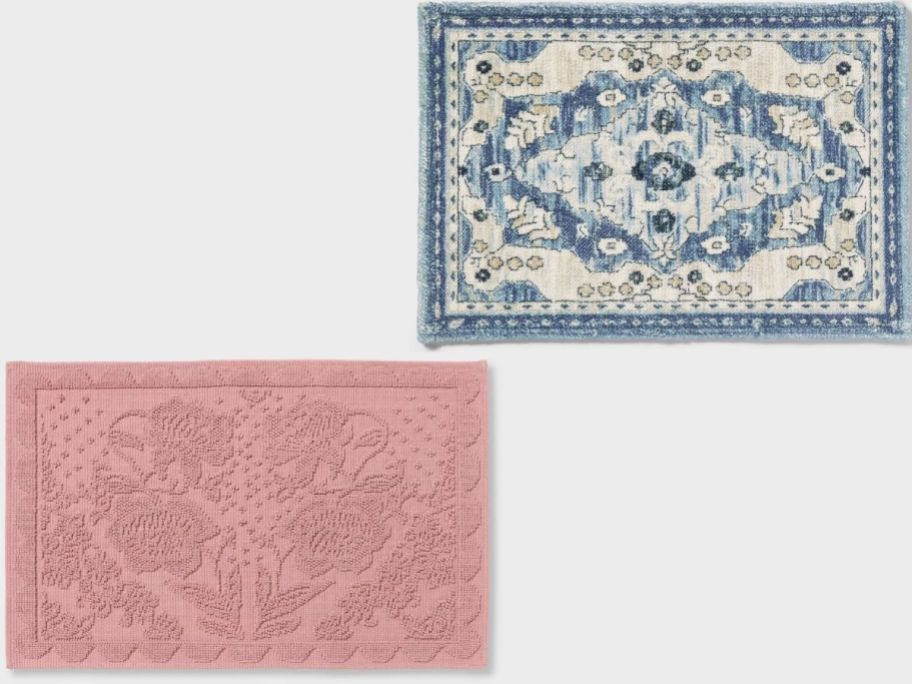 Stock images of two Target bath rugs