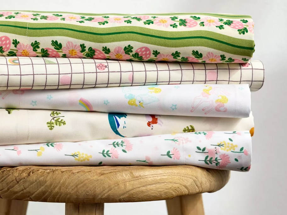 stack of printed sheets on a barstool