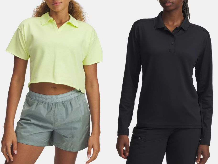 Stock images of two women wearing Under Armour Polo Shirts