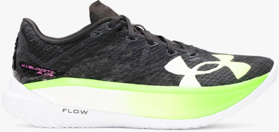 black, green, and white running shoe