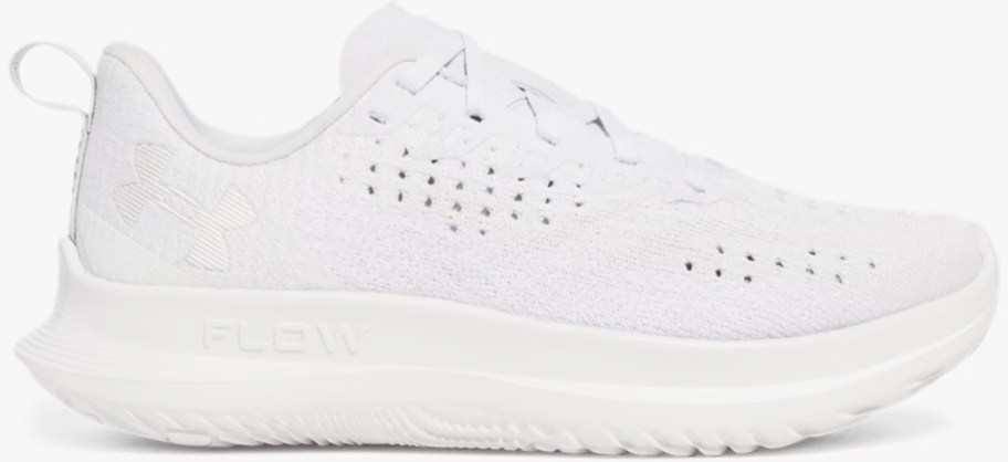 all white mesh running shoe