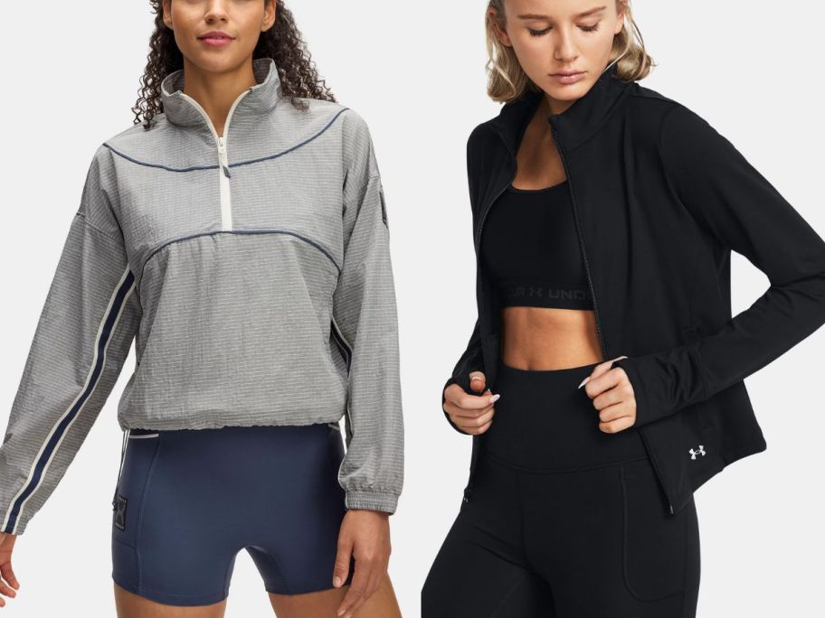 stock images of under armour jackets in black and gray 