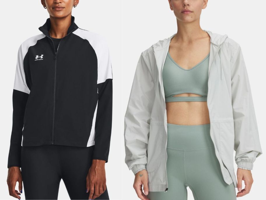 stock images of under armour jackets in black and gray 
