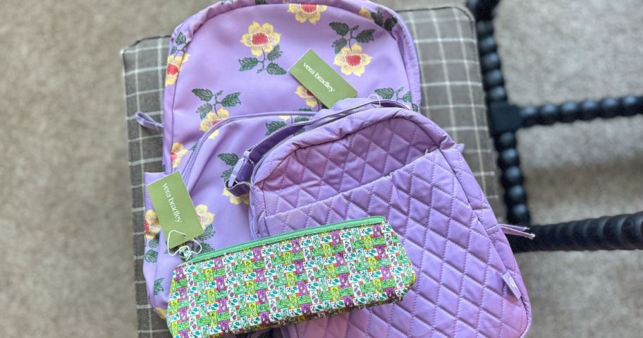 Vera Bradley Backpack, Lunch bag and pencil pouch
