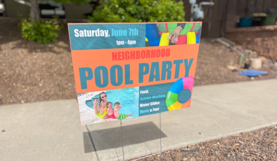 pool party yard sign