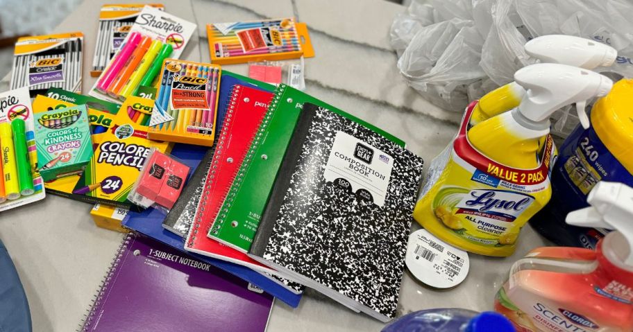 School and cleaning supplies from Walmart