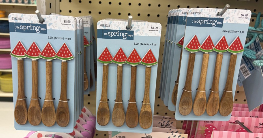 wood spoon sets with watermelons on top