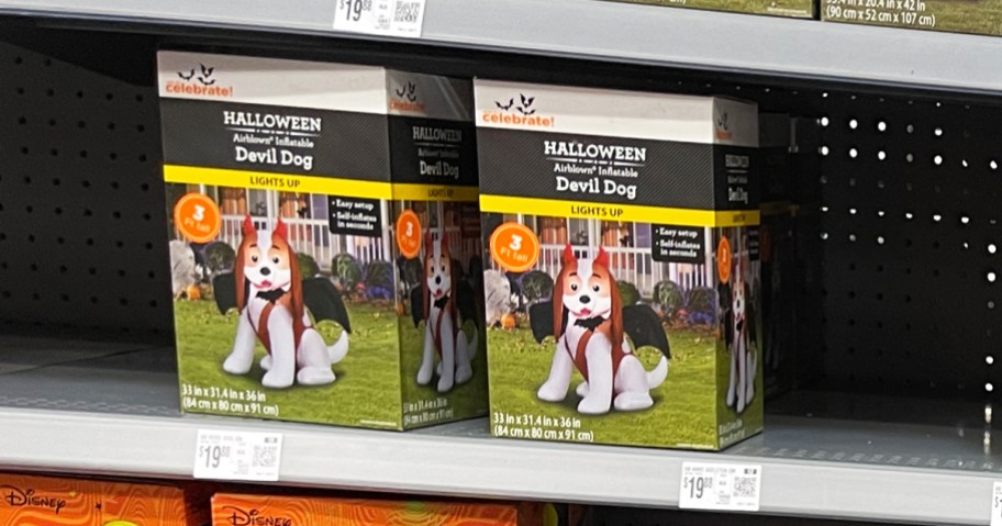 devil dog inflatables on store shelf