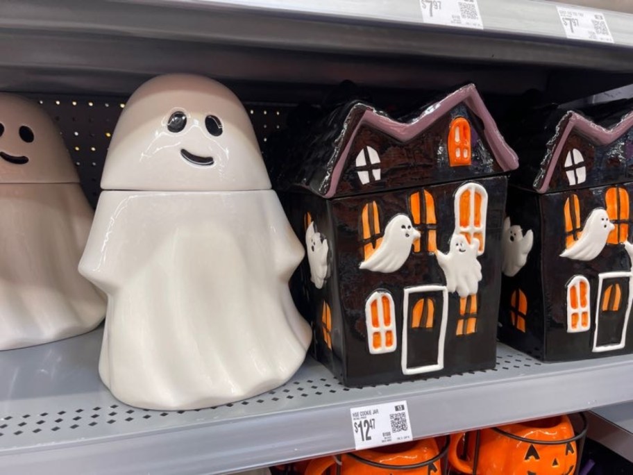 way to celebrate ghost and haunted house treat jars on store shelf