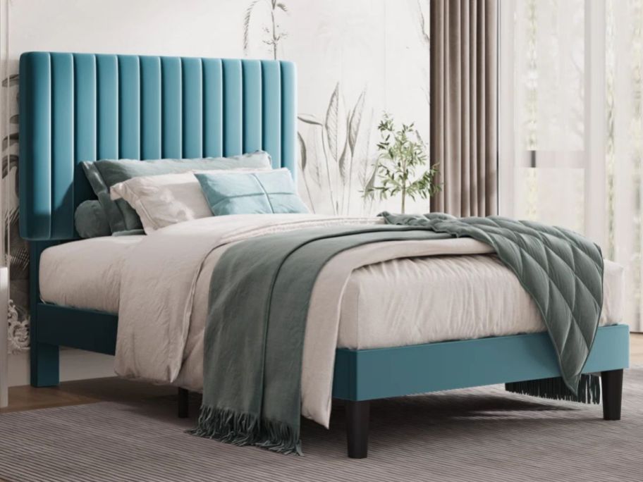 Willa Arlo Interiors Dunphy Upholstered Platform Bed w/ Adjustable Headboard