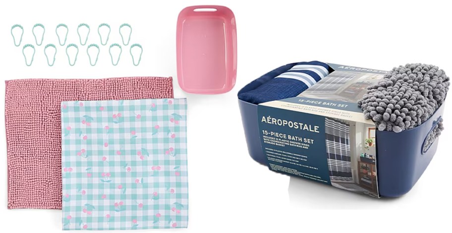 pink and blue shower curtain sets