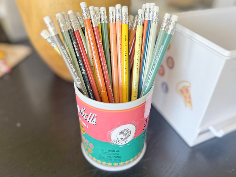 colorful pencils in coffee mug