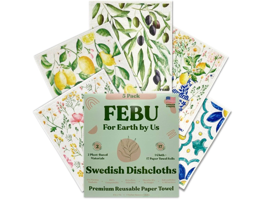 5 fruit dish cloths with package