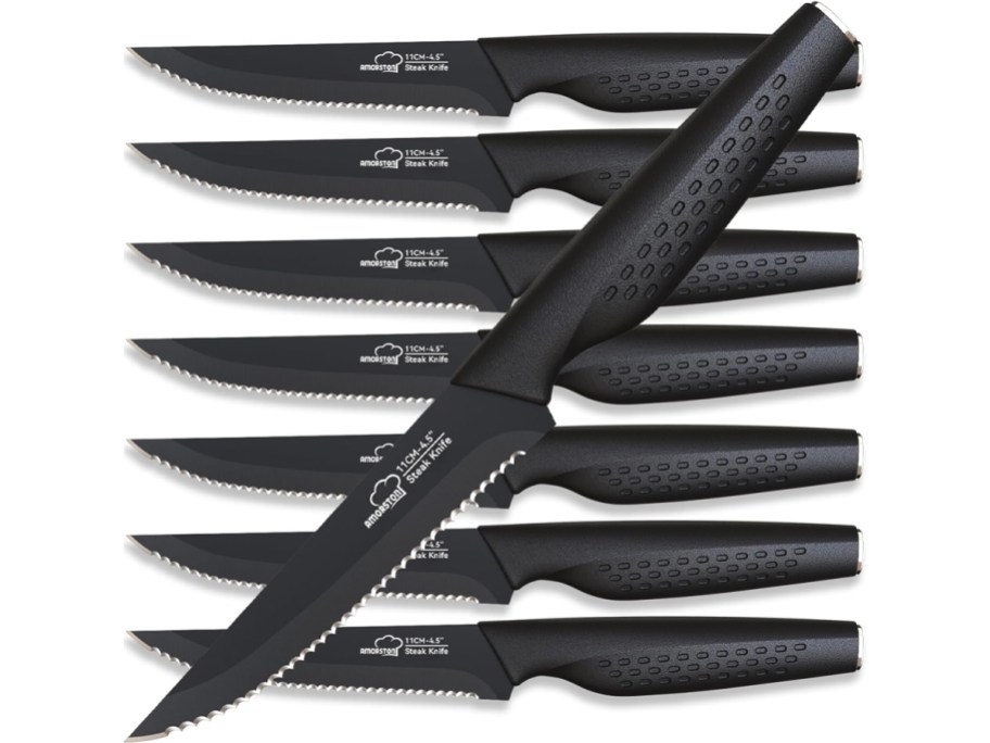 8 black steak knives