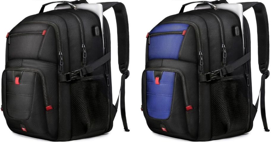 a black and blue extra large travel backpack