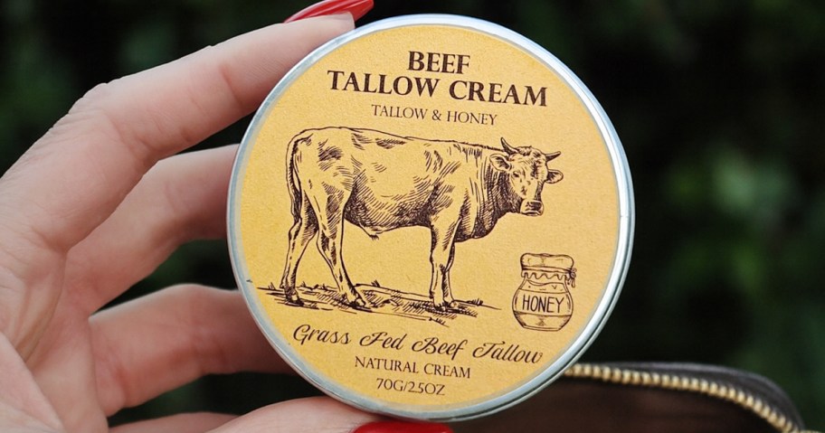hand holding beef tallow