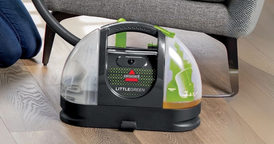 Bissell Little Green Portable Carpet & Upholstery Cleaner Machine on floor